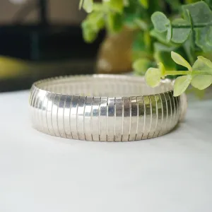Vintage Sterling Silver Omega Bracelet, Thick Silver Omega Bracelet, Minimalist Sterling Jewelry, Made In Italy, 925