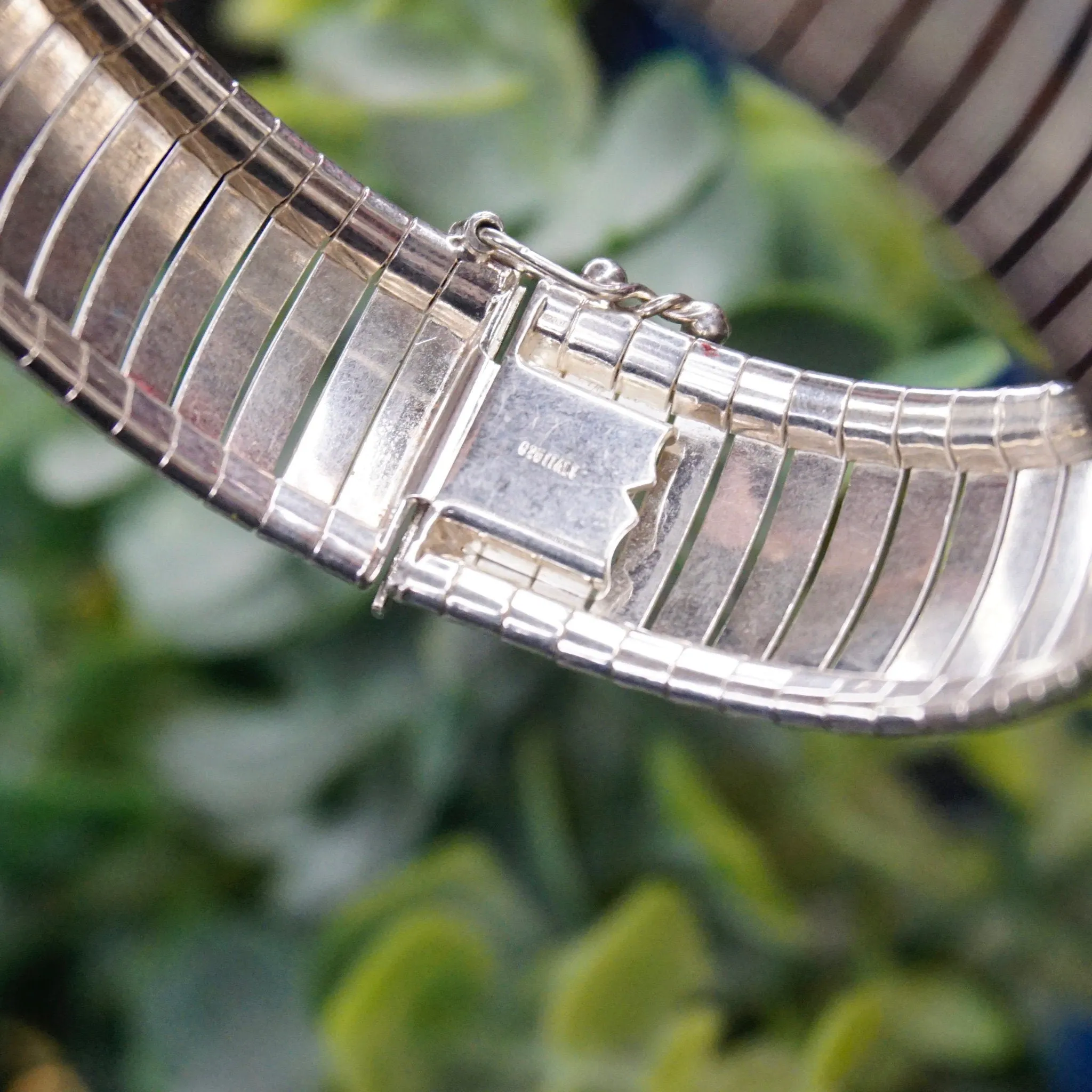 Vintage Sterling Silver Omega Bracelet, Thick Silver Omega Bracelet, Minimalist Sterling Jewelry, Made In Italy, 925