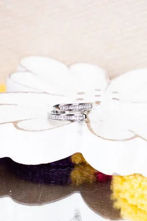 Viola Crystal Silvertone Nail Wrap Ring