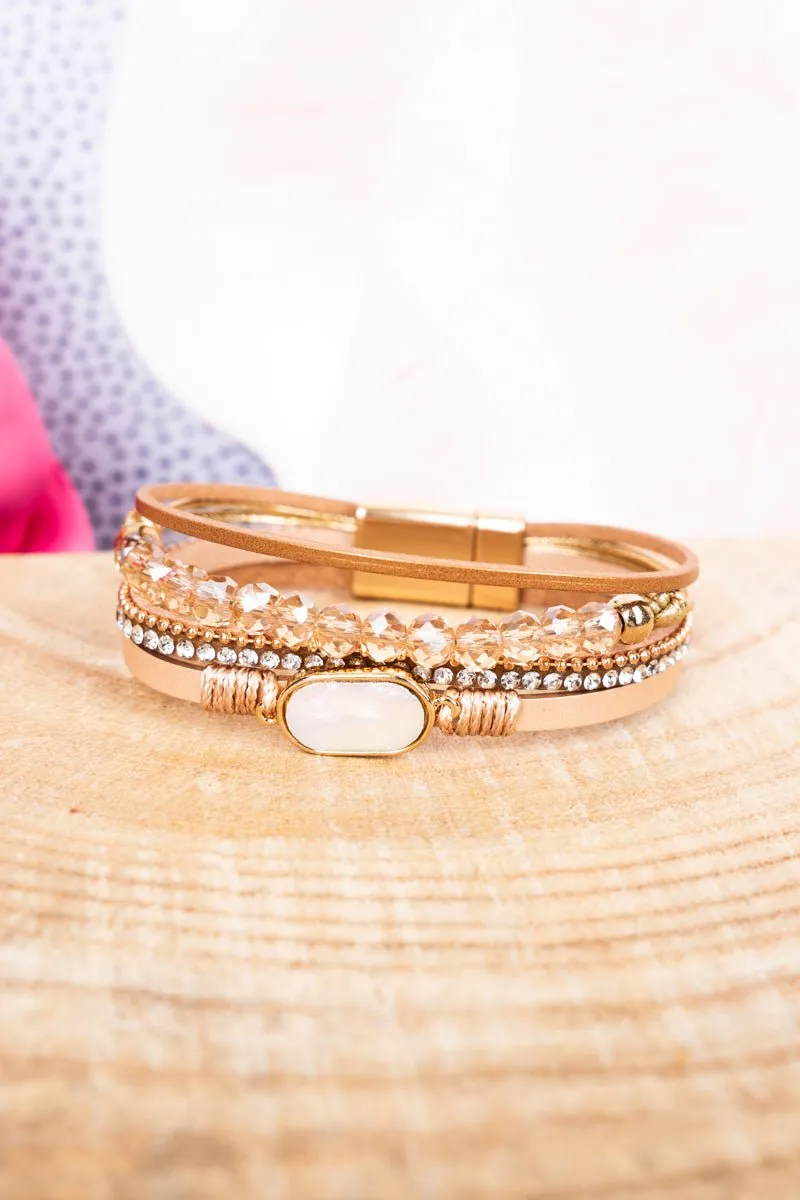 Viola Sienna Gold Blue Multi-Strand Magnetic Bracelet