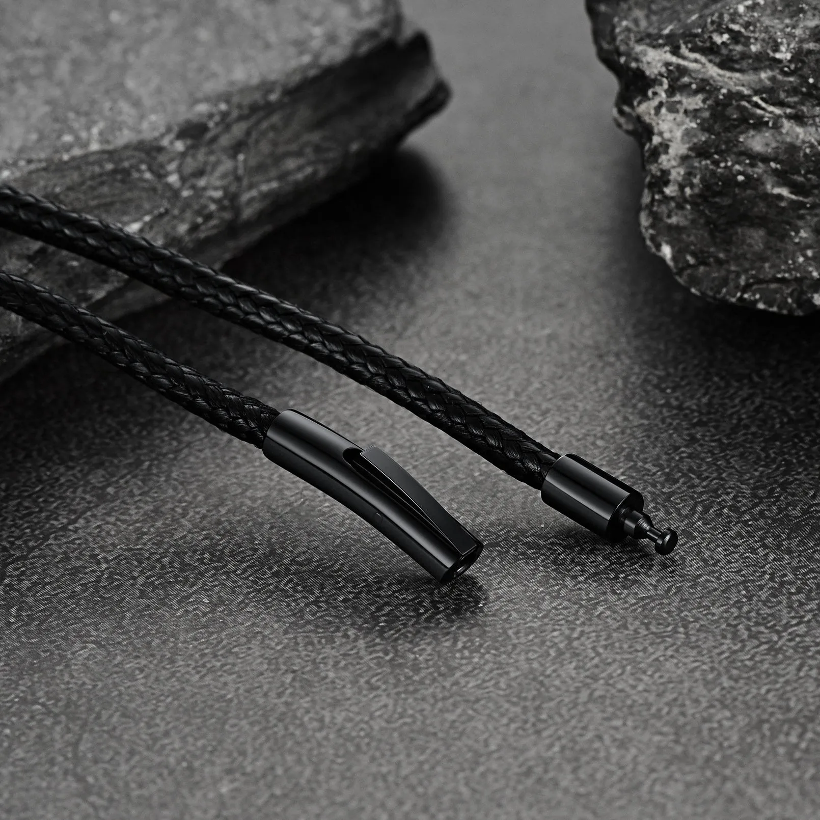 Waterproof Black Leather Cord Chain Necklace for Men 2/3mm