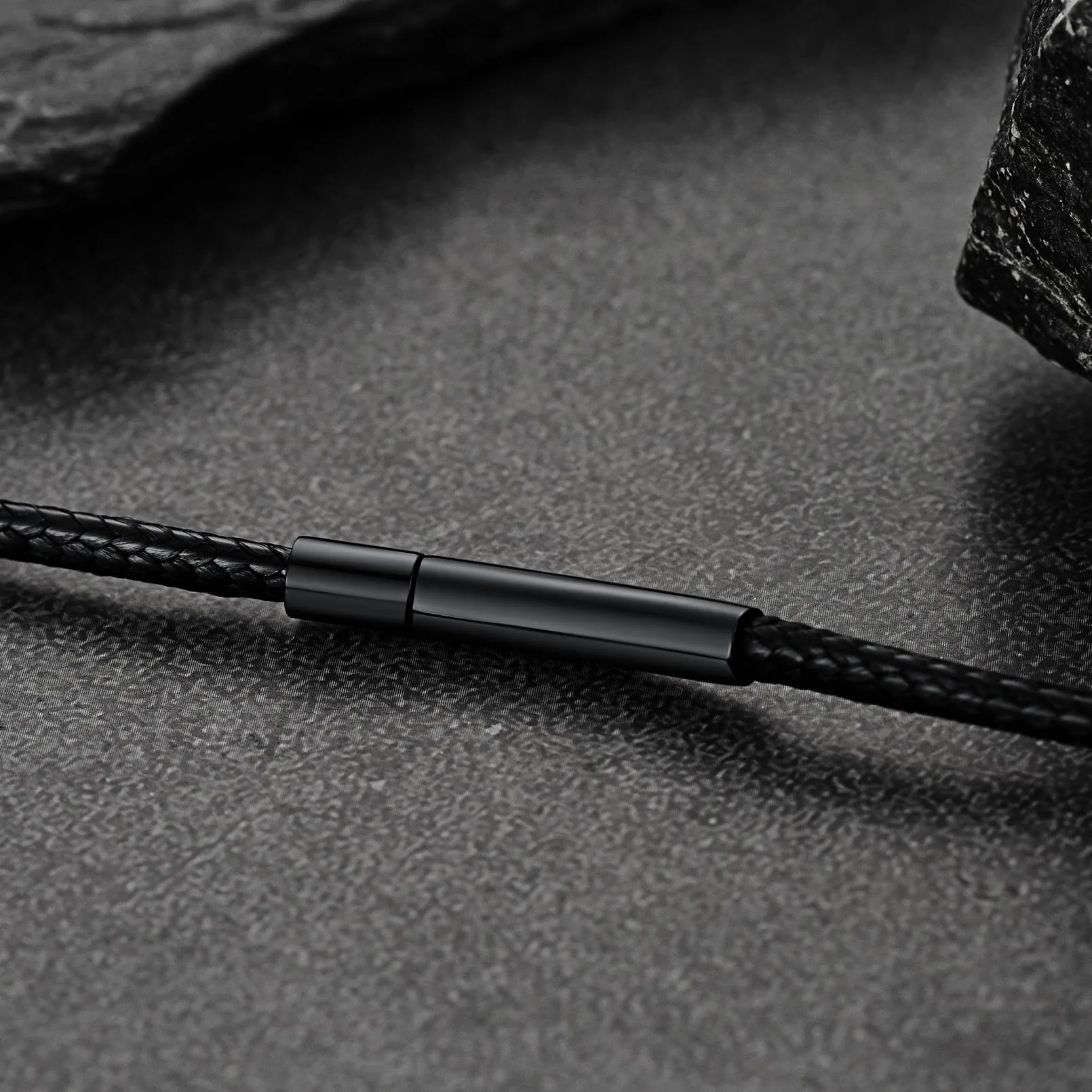 Waterproof Black Leather Cord Chain Necklace for Men 2/3mm