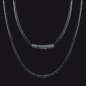 Waterproof Black Leather Cord Chain Necklace for Men 2/3mm