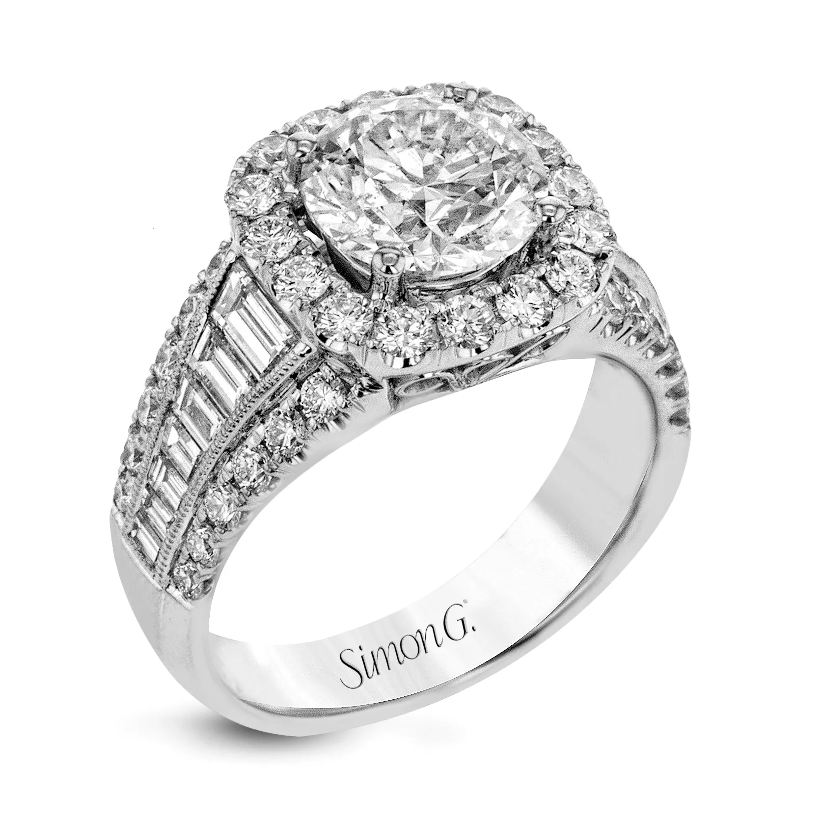 Wide Halo Engagement Ring