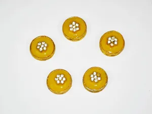 Yellow Designer Circular Kundan Beads