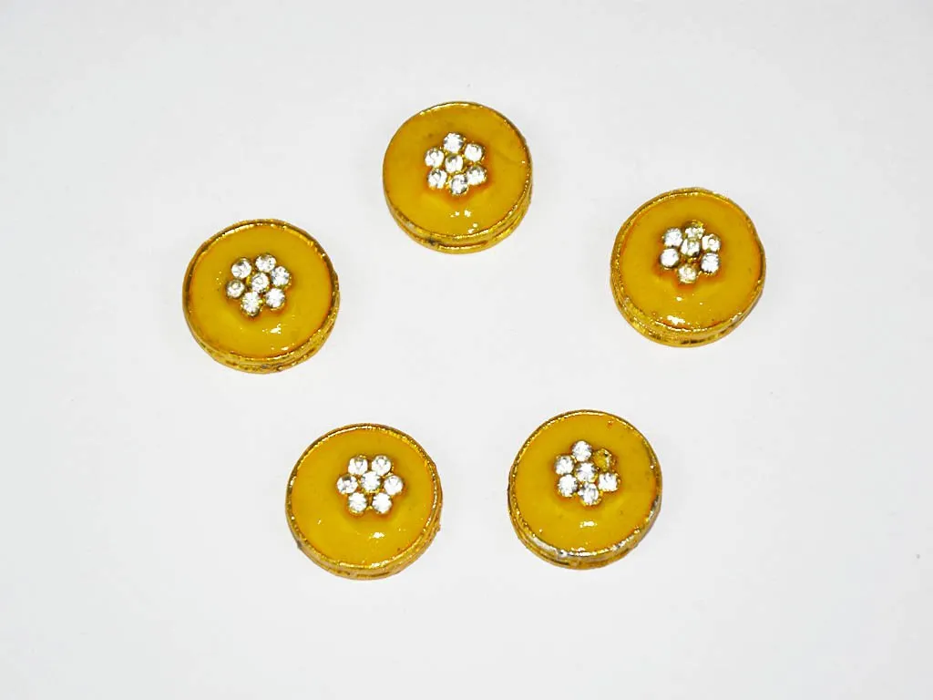 Yellow Designer Circular Kundan Beads