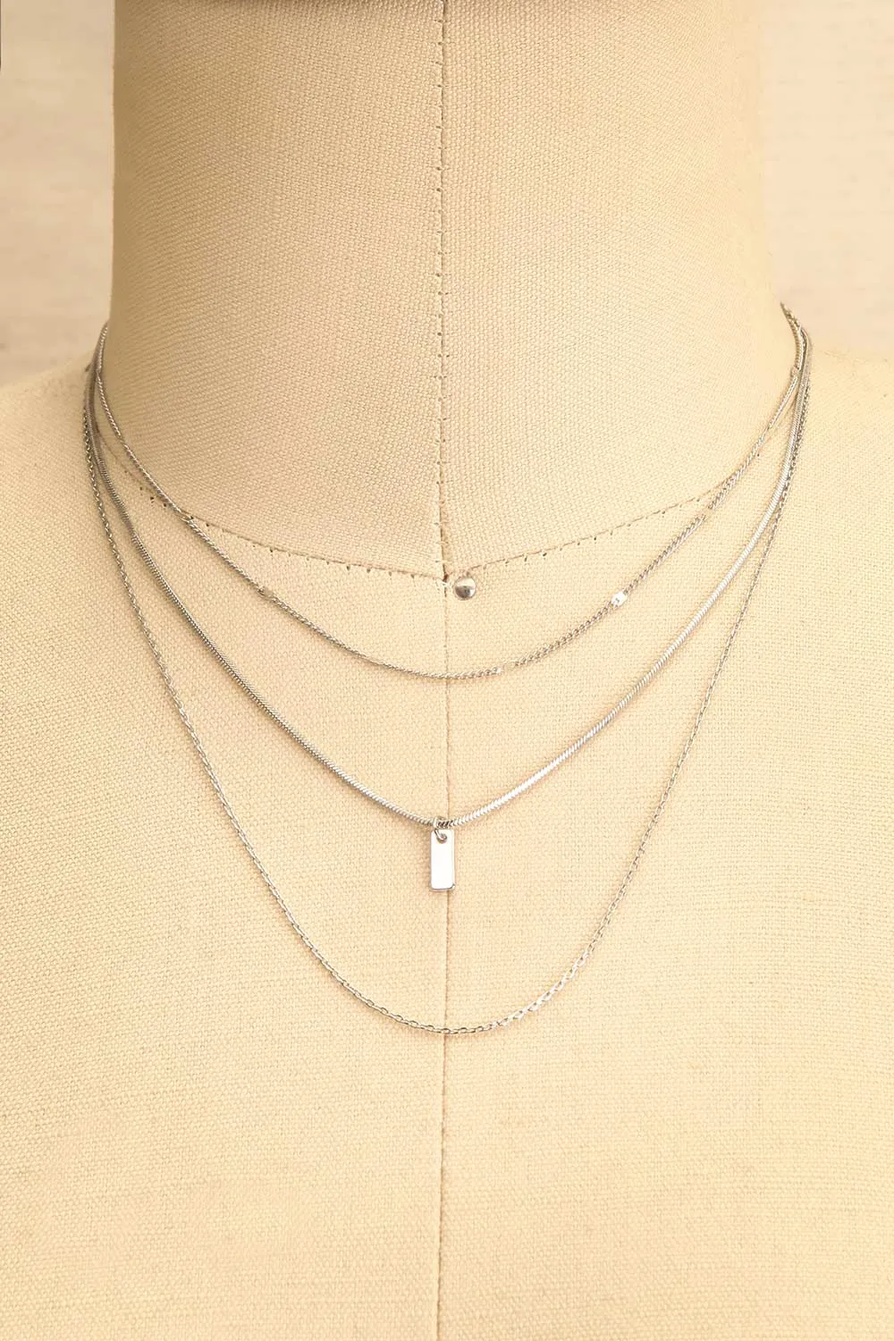 Zidia Silver | Minimalist Multi-Row Necklace